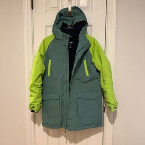 Lands' End Winter Coat, Boys size 14-16 XL, Green, with Hood, Long, Water-Resist
